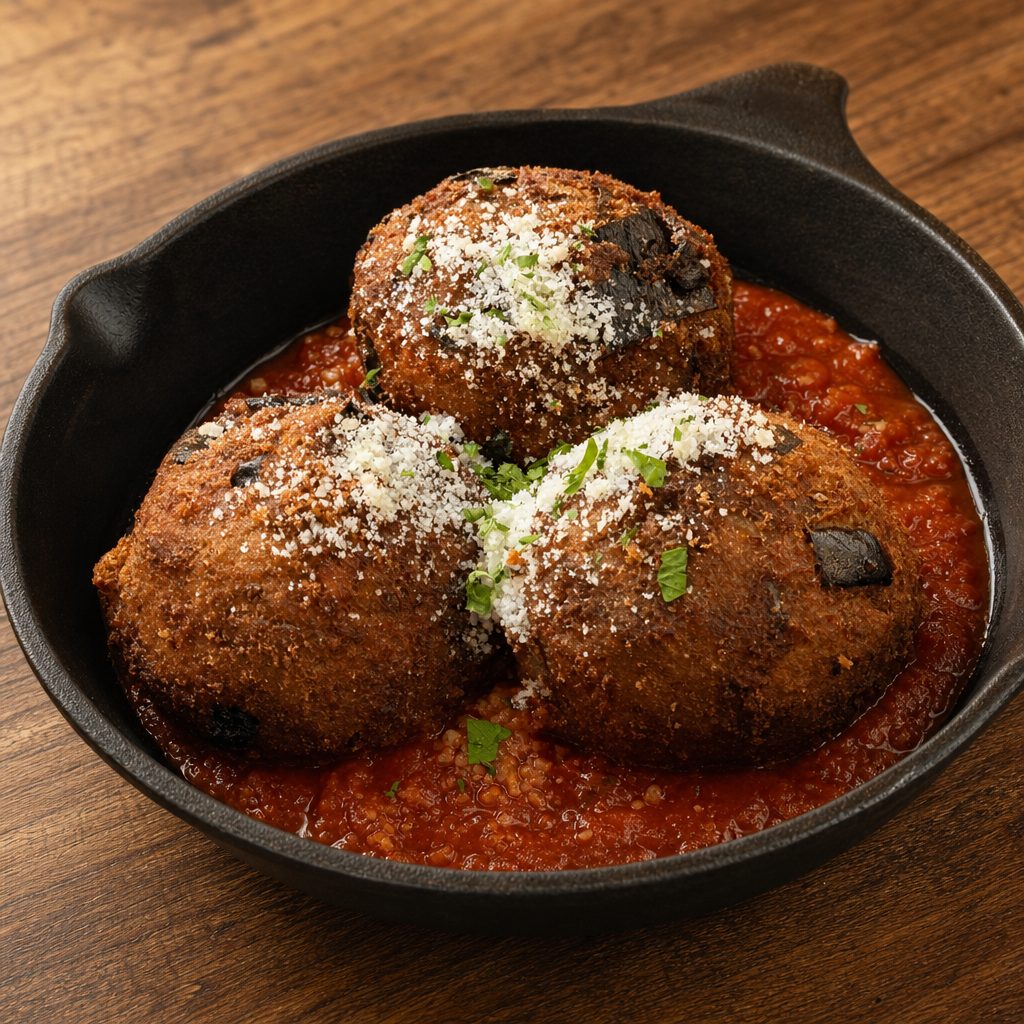 Eggplant Parmesan Meatballs.