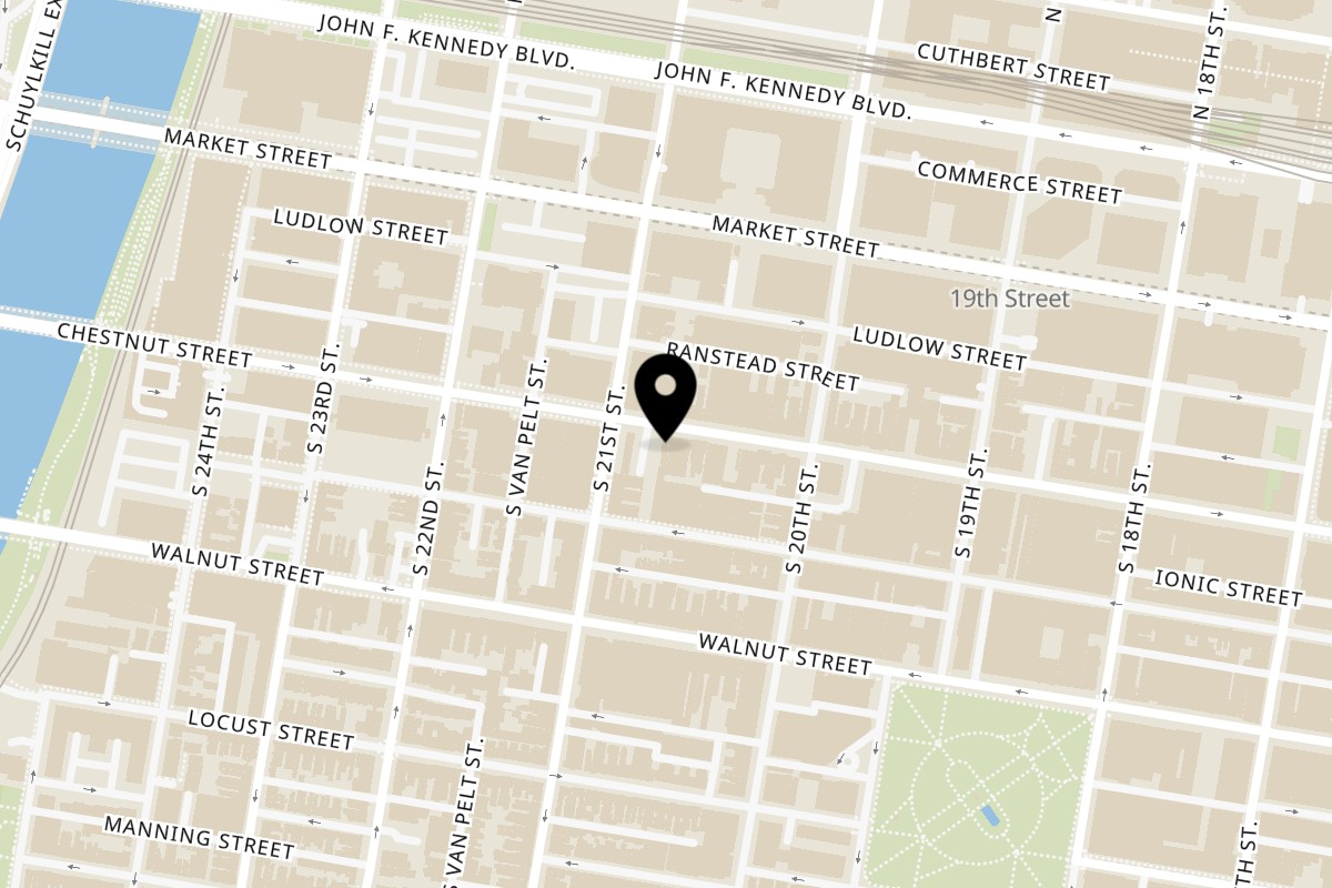 Map showing the location of Butcher Bar on 2034 Chestnut St in Philadelphia